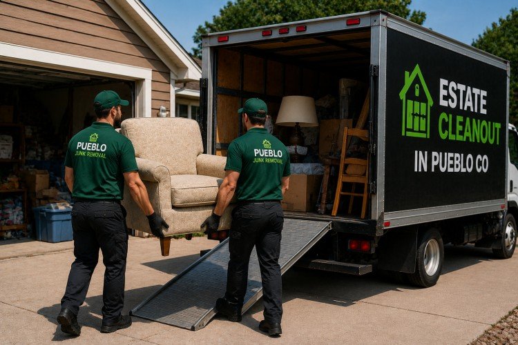 Estate cleanout team removing furniture and household junk in Pueblo CO