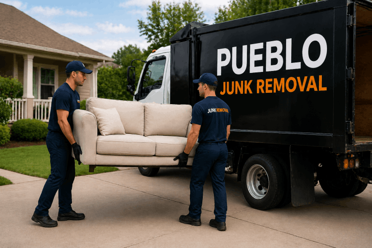 junk removal team hauling furniture in Pueblo Colorado
